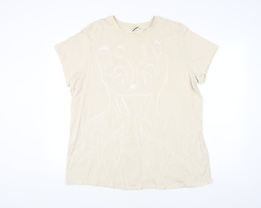 Disney Women's Beige T-Shirt, Size 20, Animal Print
