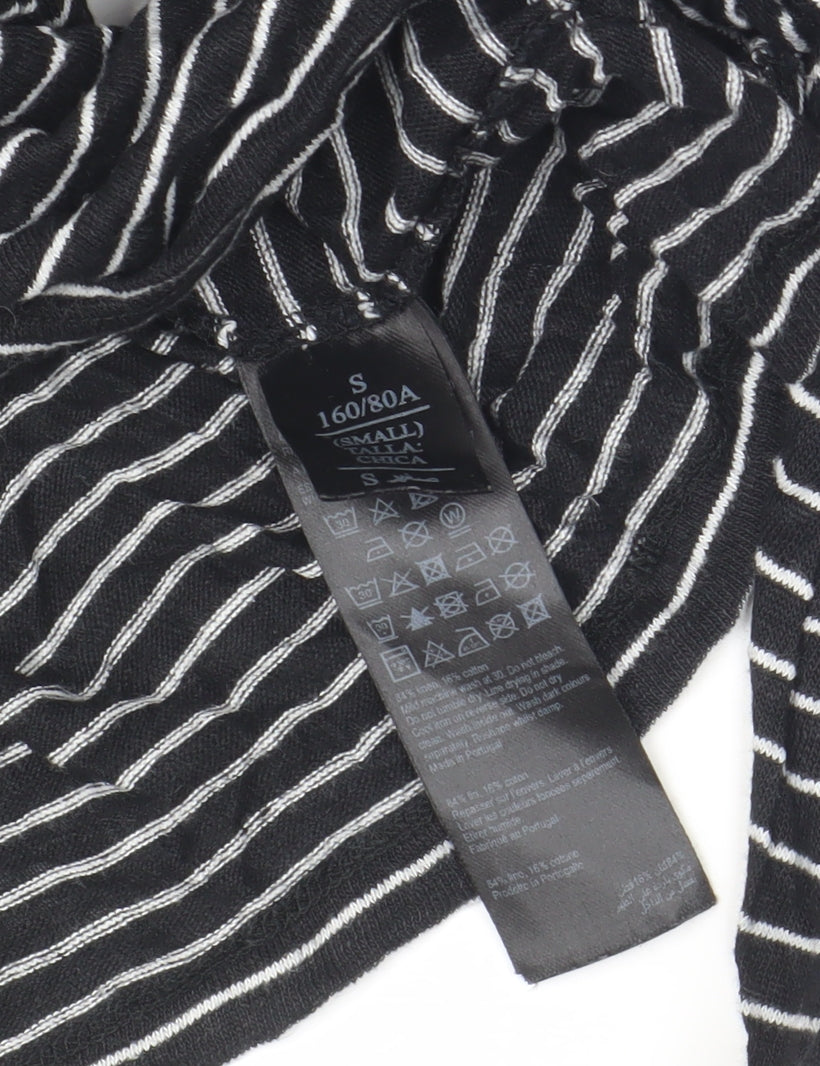 AllSaints Women's Black Striped Jersey T-Shirt S