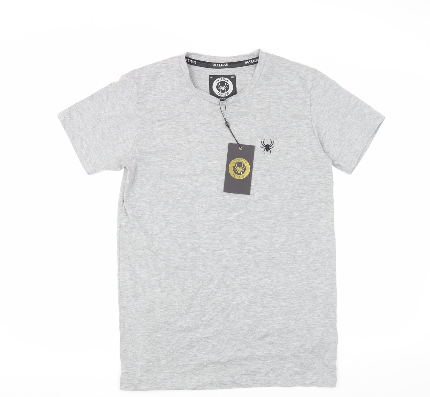 Intense Men's Grey Crew Neck Short Sleeve T-Shirt, Size S