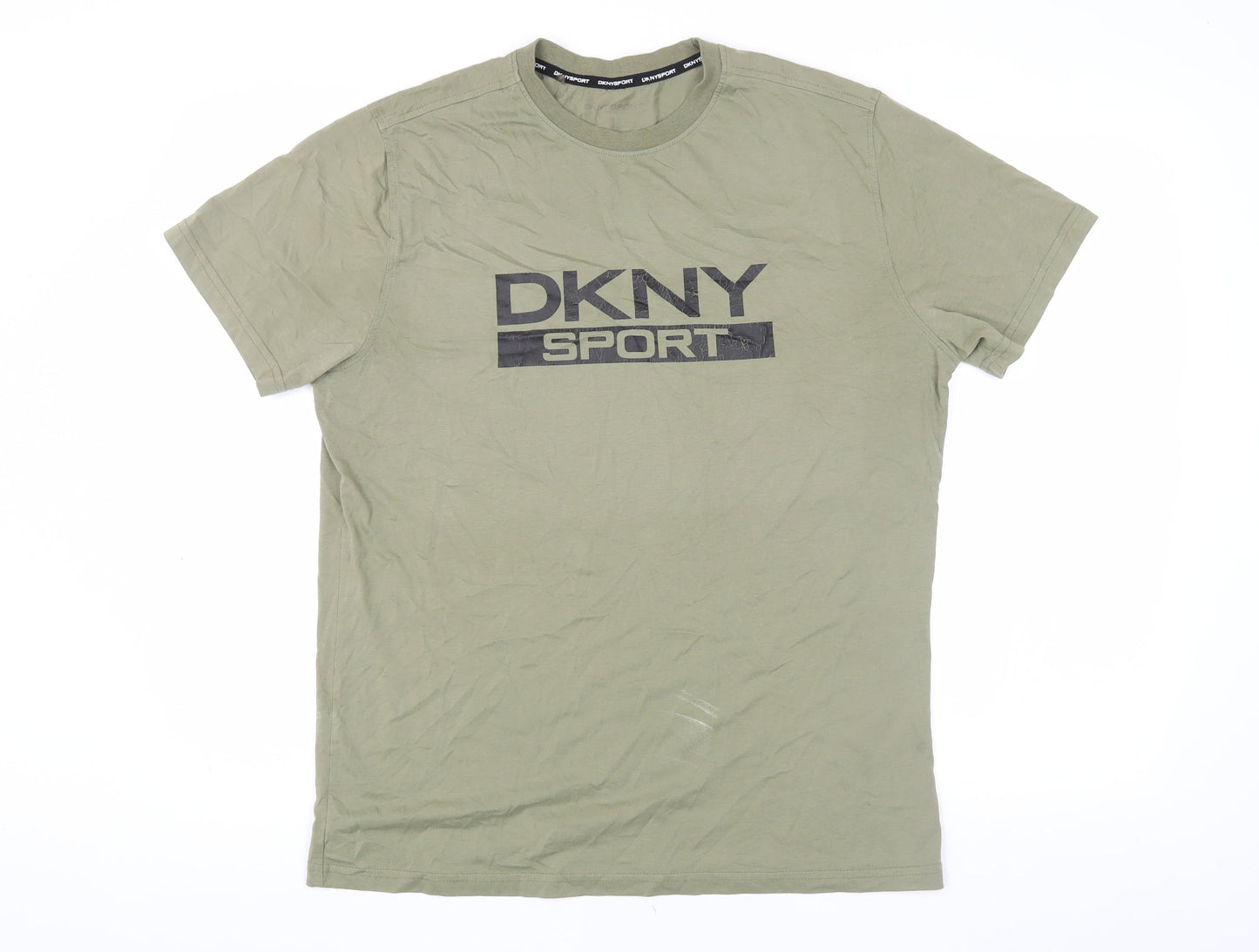 DKNY Sport Mens Green Crew Neck Logo T-Shirt, Size M