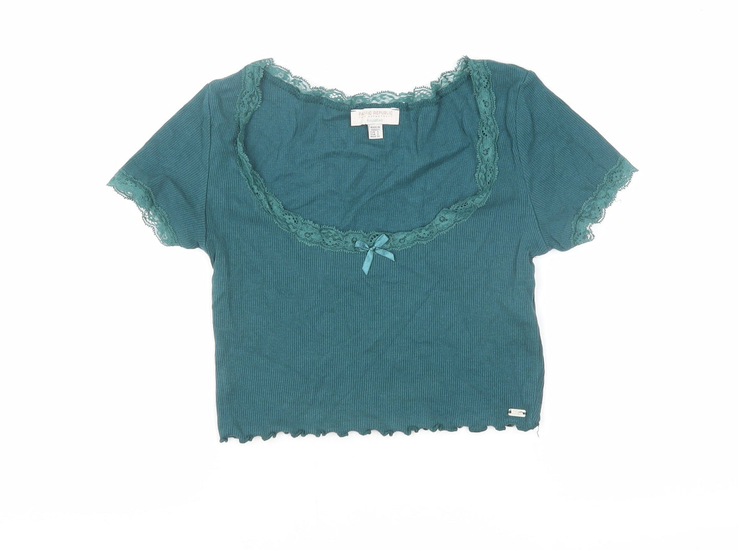 Pacific Republic Teens Green Lace Scoop Neck T-Shirt S