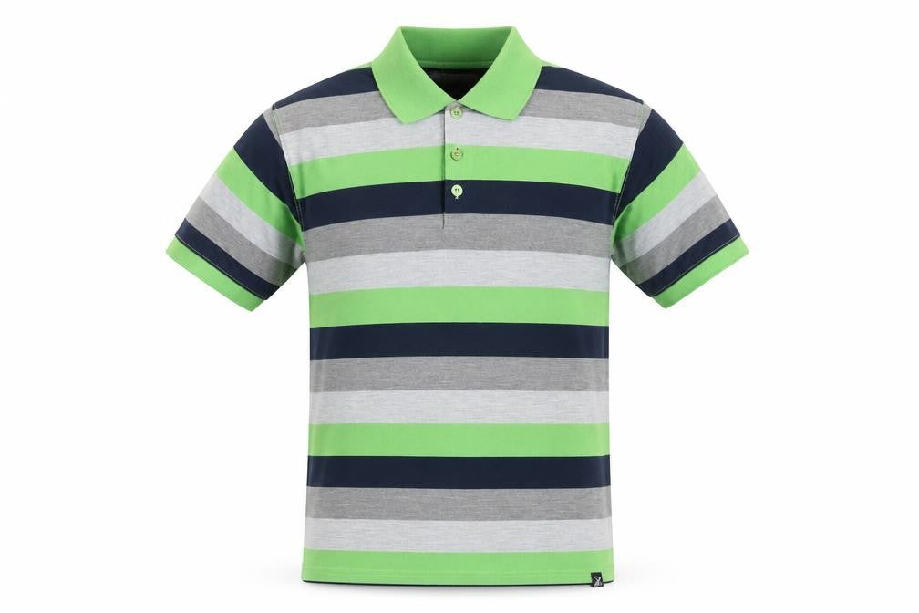 Silver Stone Men's Green Striped Polo Shirt, Size S