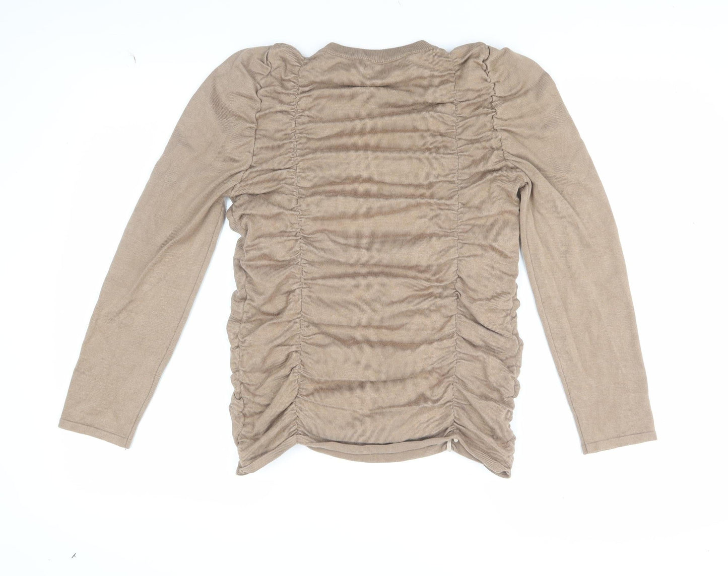 By Clara Beige Women's Blouse S Long Sleeve Casual