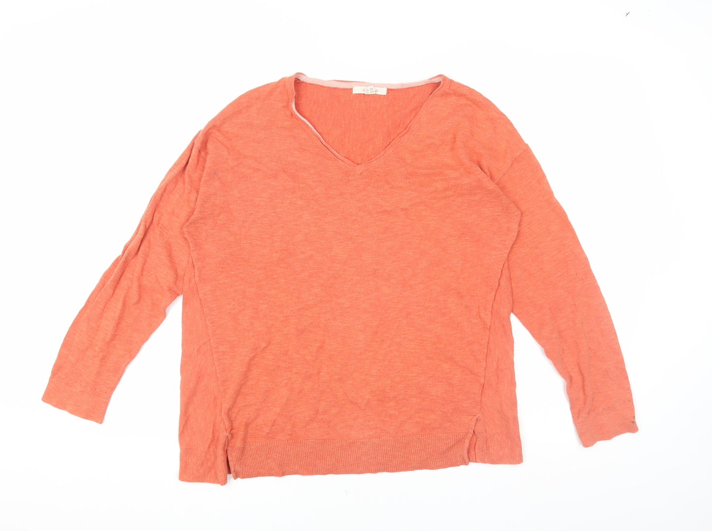 White Stuff Women's Orange V-Neck Pullover, Size 12