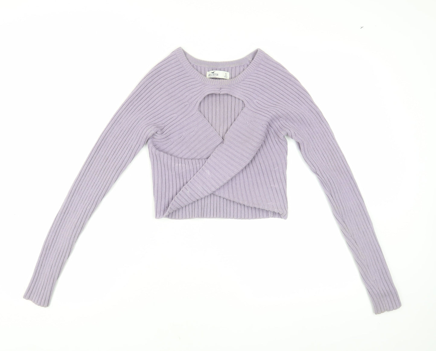 Hollister Women's Purple Ribbed Jumper Size S
