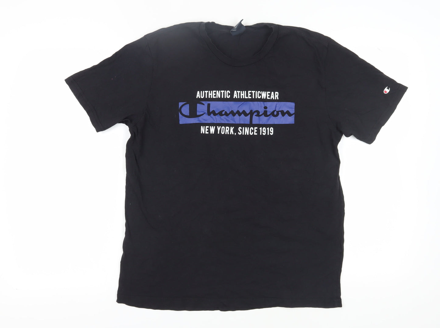 Champion Men's Black Graphic Print T-Shirt Large