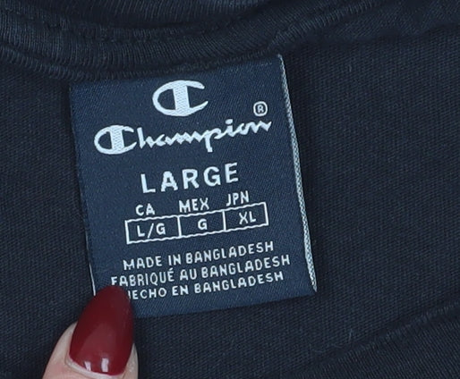 Champion Men's Black Graphic Print T-Shirt Large