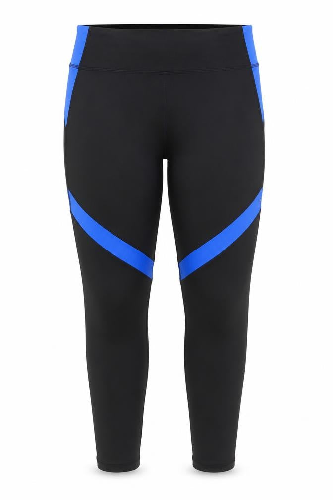 Front view of Fashion World Women's Black & Blue XL Leggings