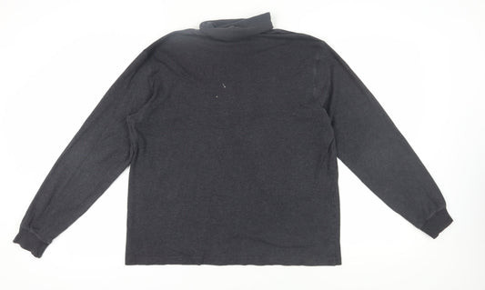 Lands' End Men's Grey Roll Neck Long Sleeve T-Shirt L