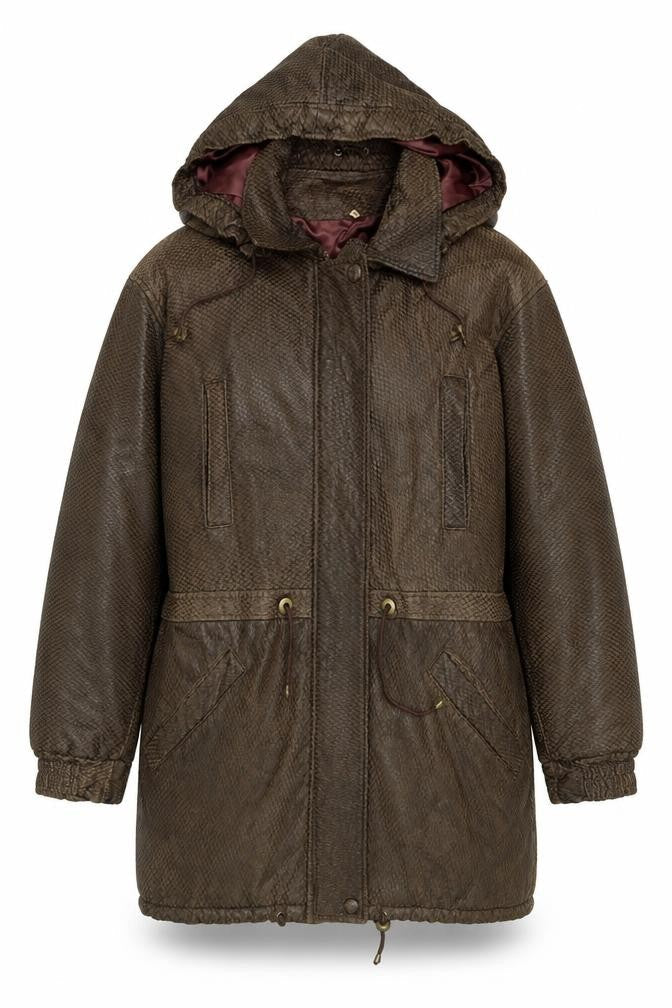 Akhtar Women's Brown Hooded Overcoat - Size S