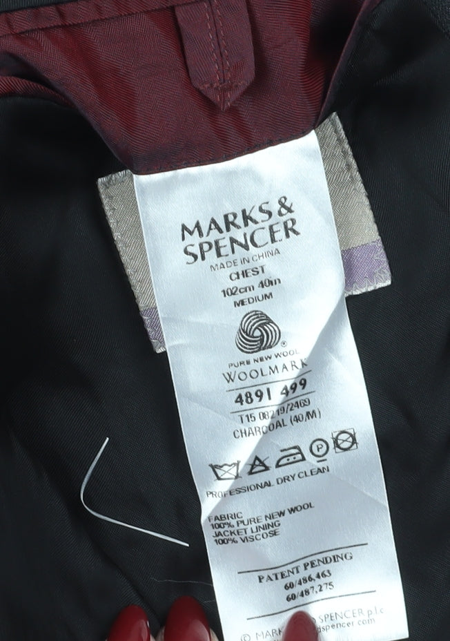 Marks and Spencer Men's Black Blazer 40 Regular Classic
