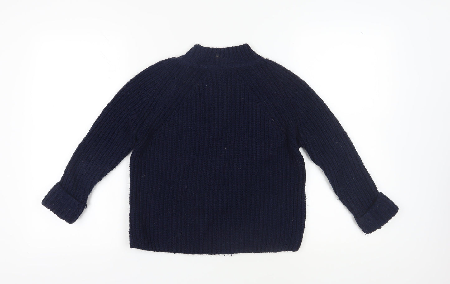 Topshop Women's Blue Pullover Jumper High Neck, Size 8