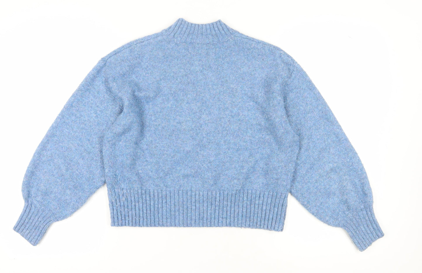 Monki Women's Blue Mock Neck Pullover Jumper, M
