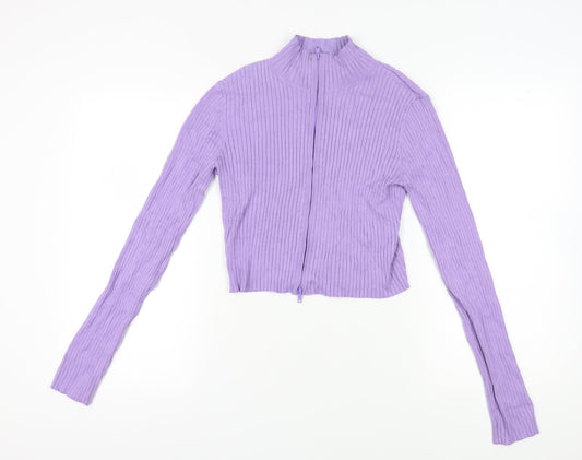 Monki Women's Purple Cropped Knit Blouse M