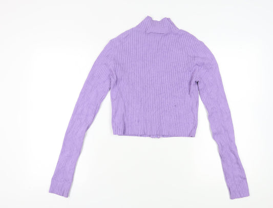 Monki Women's Purple Cropped Knit Blouse M