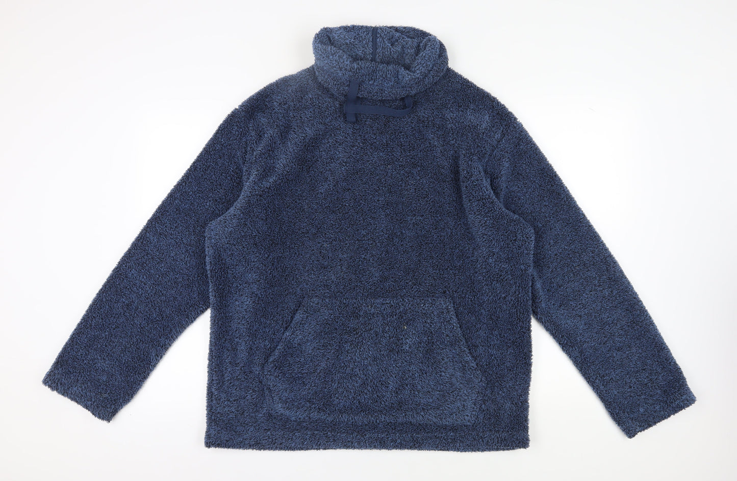 Marks and Spencer Men's Blue Fleece Hooded Sweatshirt L
