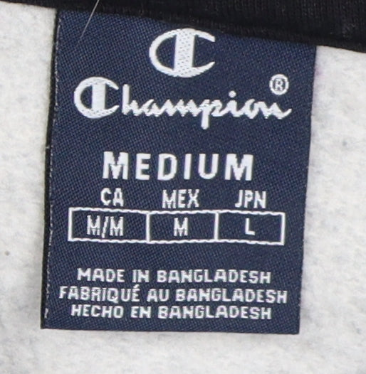 Champion Men's Grey Black Hoodie Medium Pullover