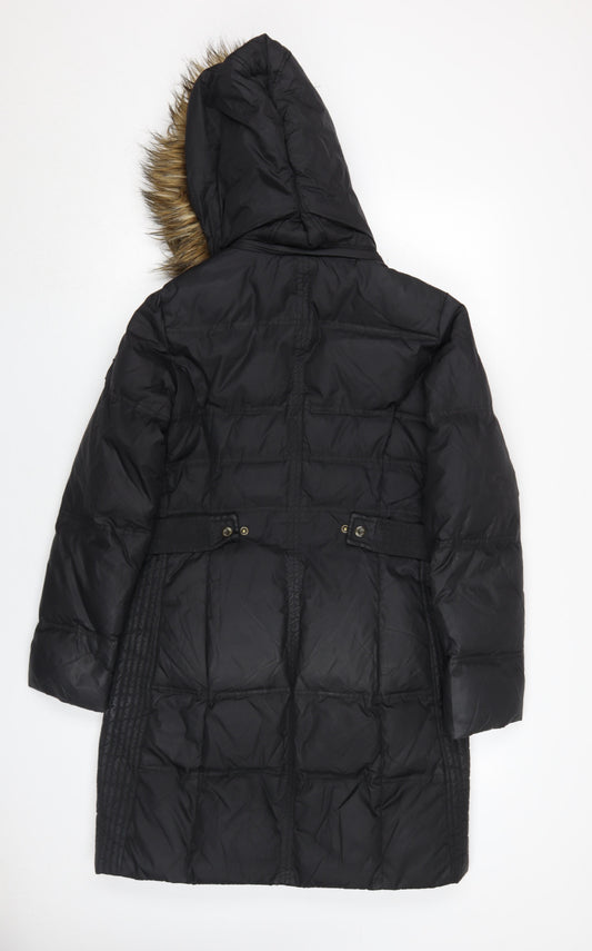 Larry Levine Women's Black S Puffer Coat, Hooded & Lined