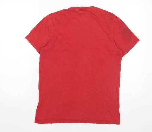 Adidas Unisex Red Basic T-Shirt, S, Casual Crew Neck