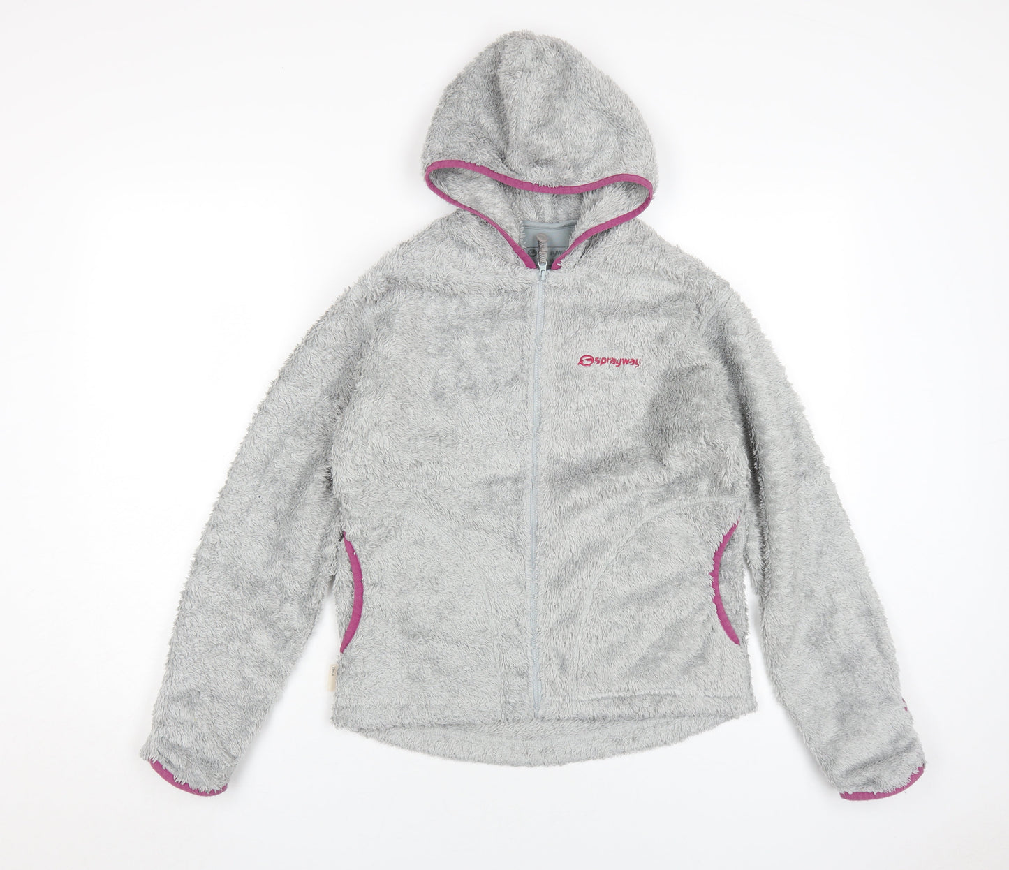 Sprayway Girls Grey Hooded Fleece Jacket Size 10-11 Years