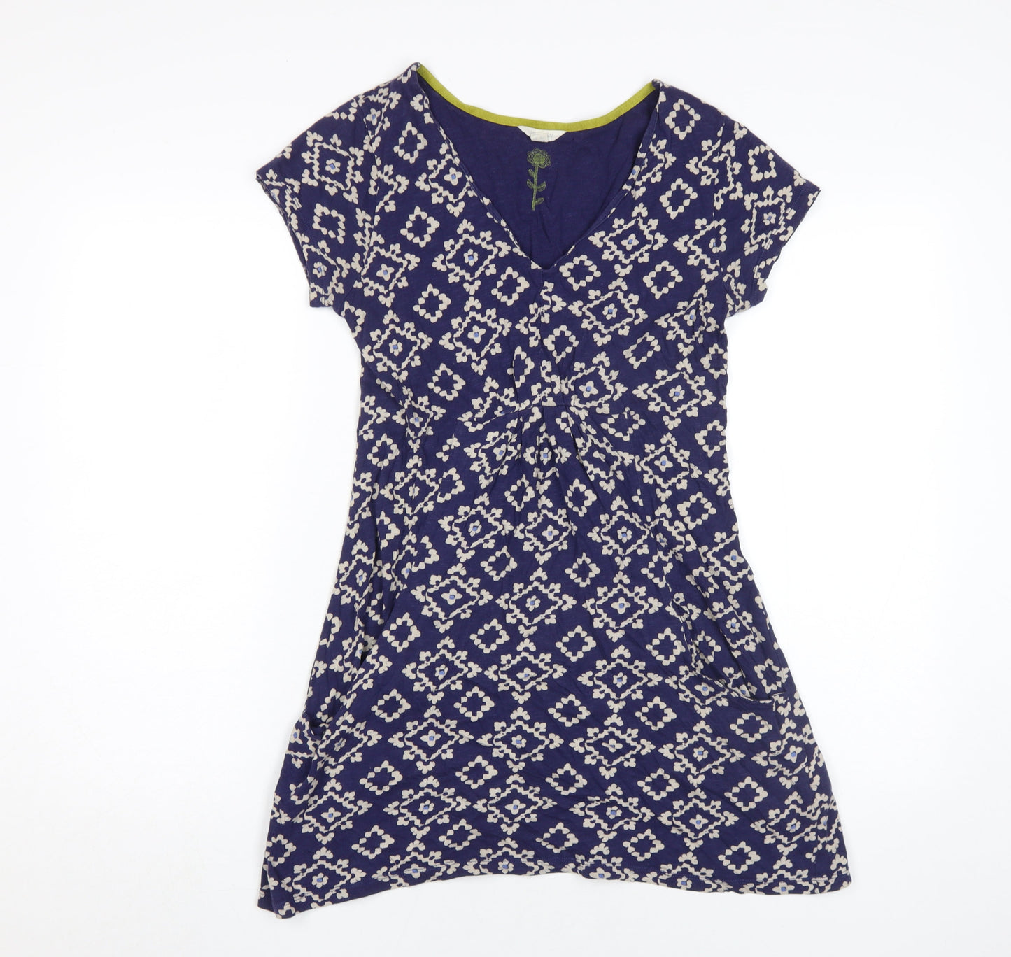 White Stuff Women's Blue Geometric Dress UK 8