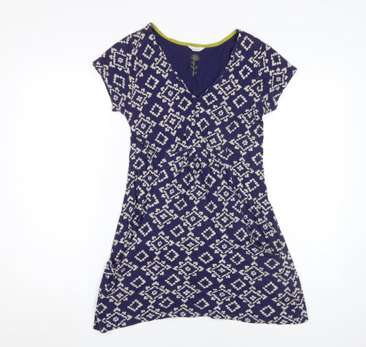 White Stuff Women's Blue Geometric Dress UK 8