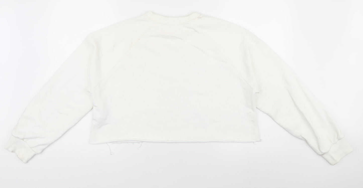 Stradivarius Women’s White Pullover Sweatshirt, Size 14