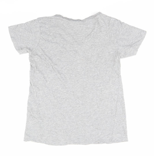 Pull & Bear Women's Grey Basic T-Shirt S