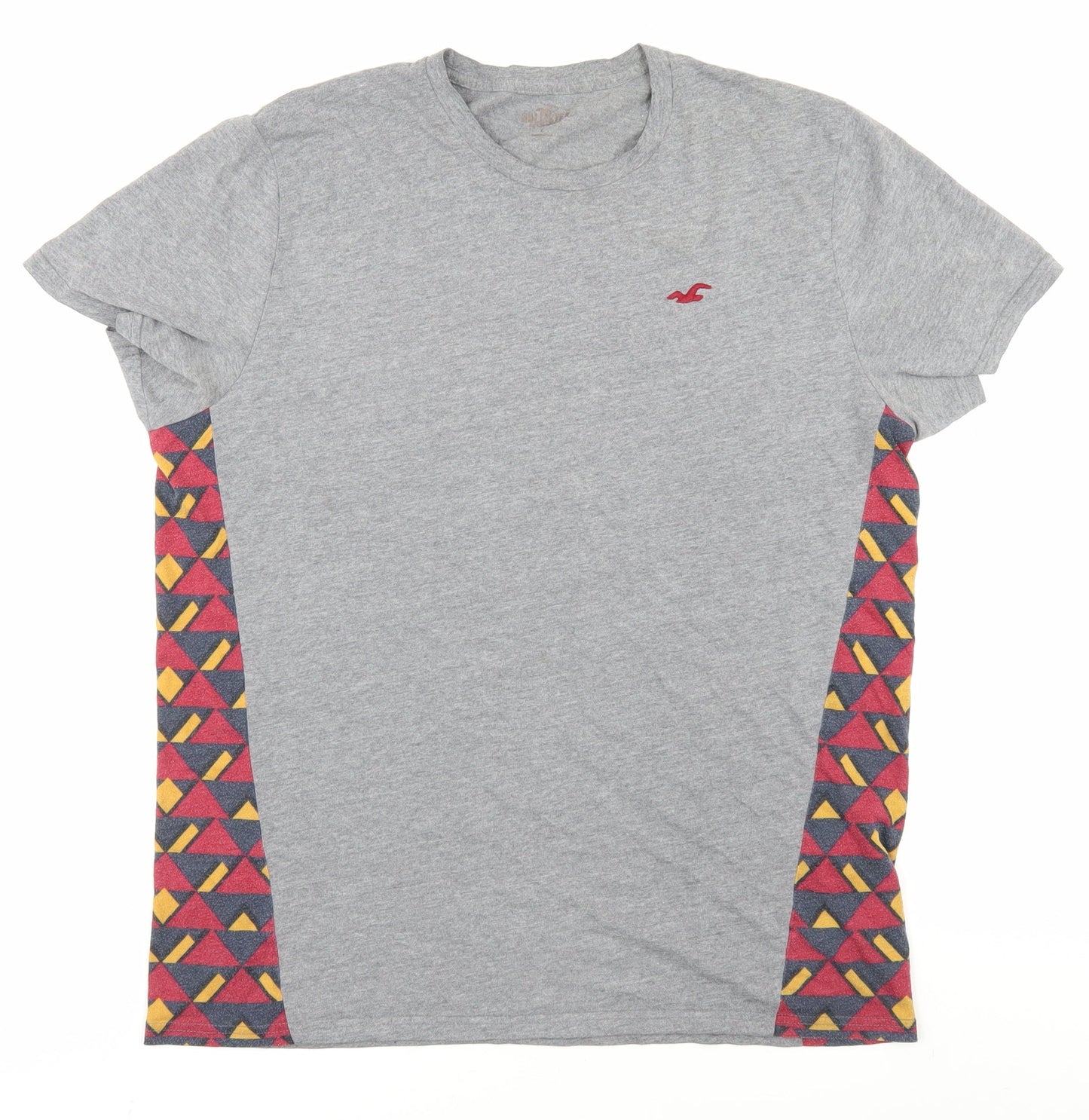 Hollister Men's Grey Graphic Print T-Shirt Size L