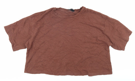 Wednesday's Girl Women Brown Relaxed Basic T-Shirt