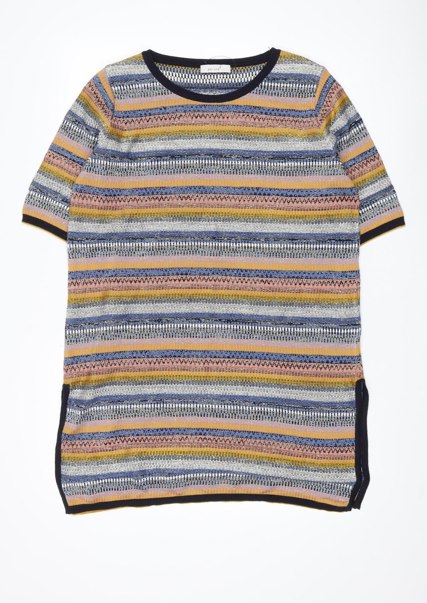 Marks and Spencer Women's Multicoloured Striped Knit Jumper L