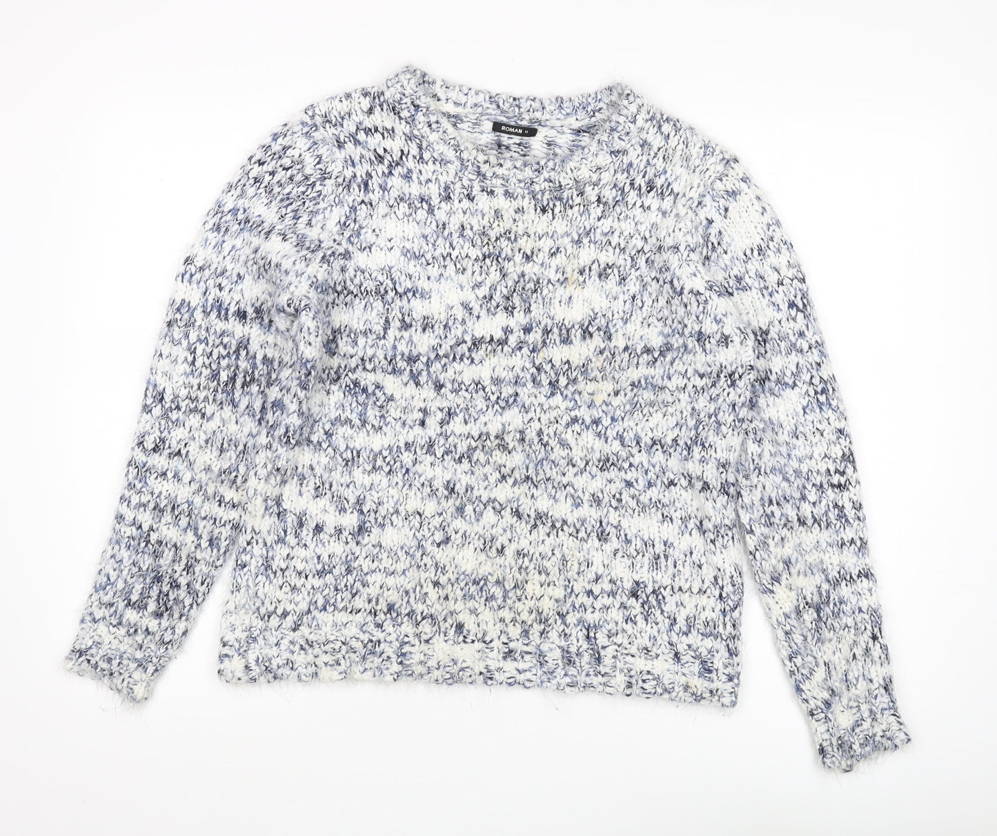 Roman Women's Blue Crew Neck Jumper Size 12