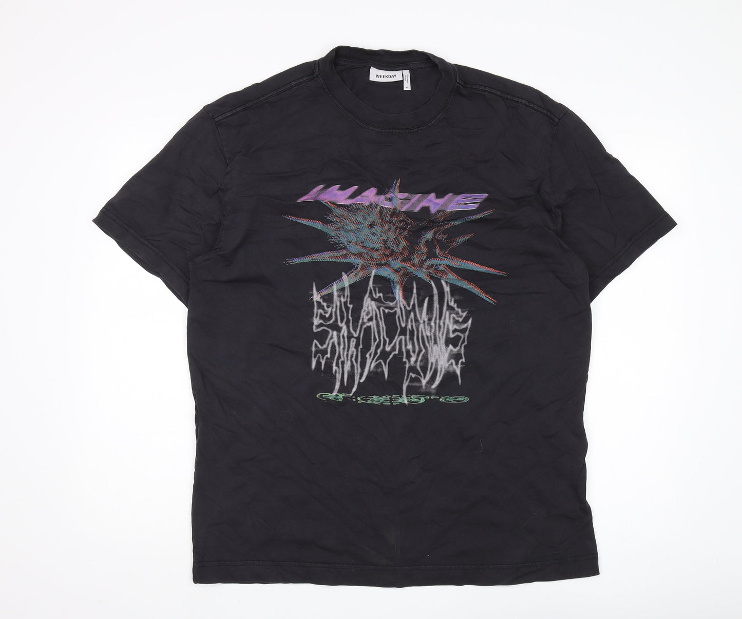 Weekday Men's Black Graphic Print T-Shirt M