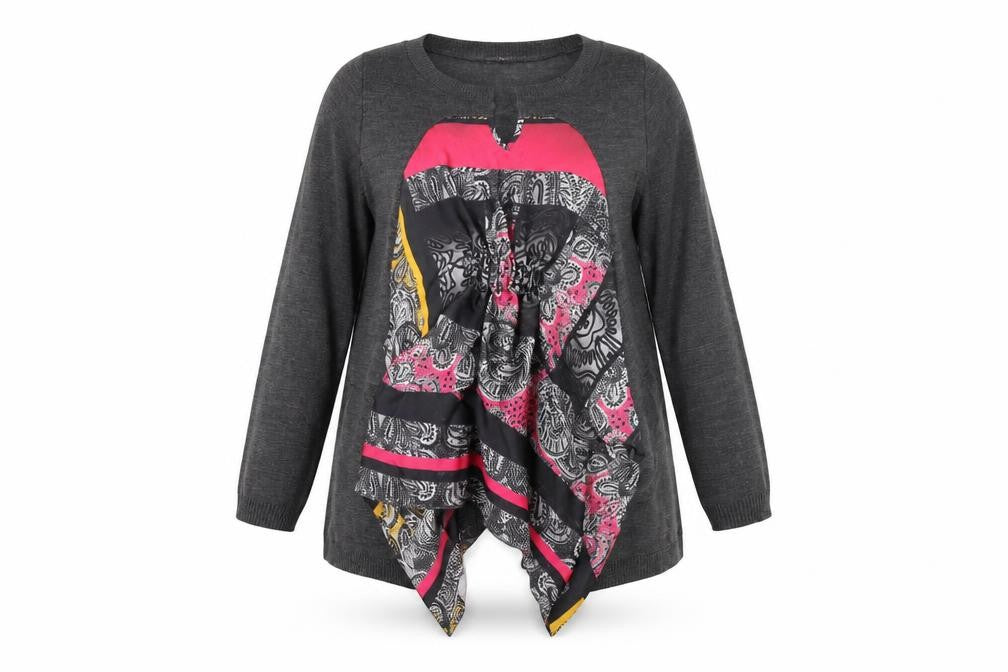 Patrizia Dini Women's Grey Paisley Tunic Jumper, Size 16
