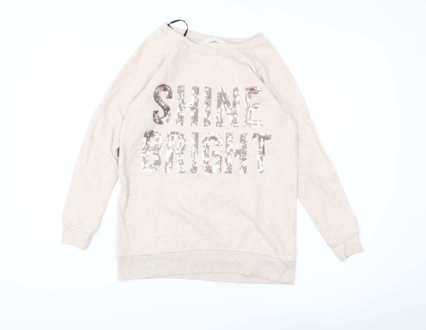 H&M Girls Beige Sequin Shine Bright Sweatshirt 18 Plus Pullover