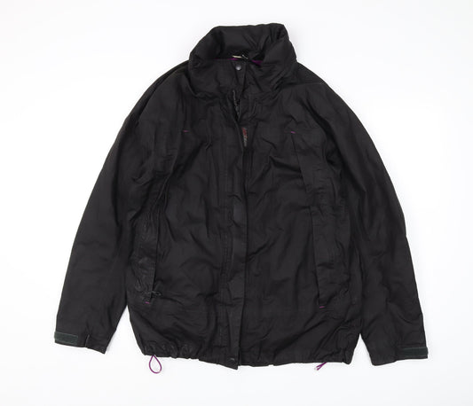 Crane Women's Black Mid-Length Rain Coat - Large