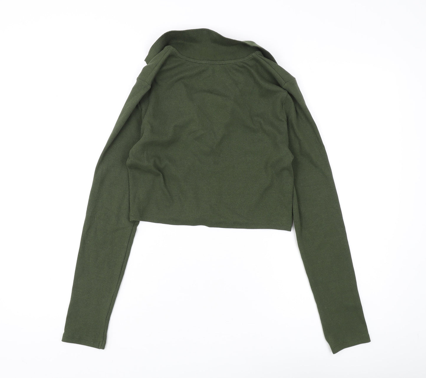 Zara Women's Green Cropped Blouse, Size L
