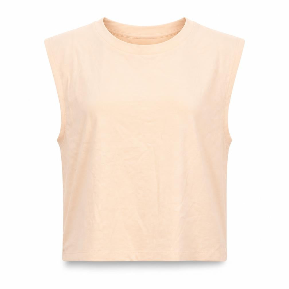 Front view of Zara girls’ beige tank 13-14 years sleeveless crew neck