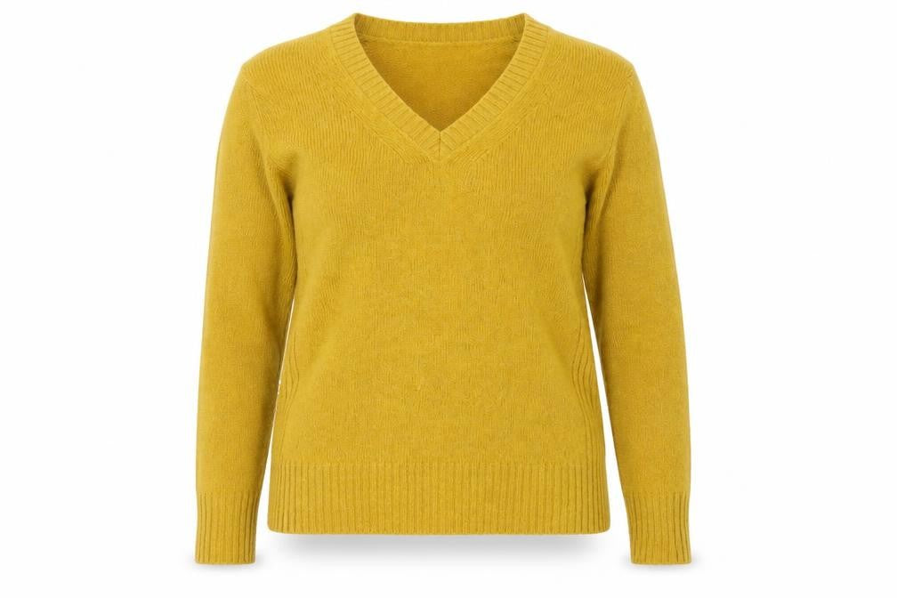 Marks and Spencer Women's Yellow V-Neck Jumper Size 10