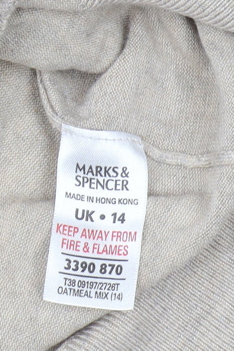 Marks and Spencer Women's Beige V-Neck Pullover in Size 14
