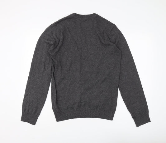 Aeropostale Men's Grey V-Neck Pullover Jumper S