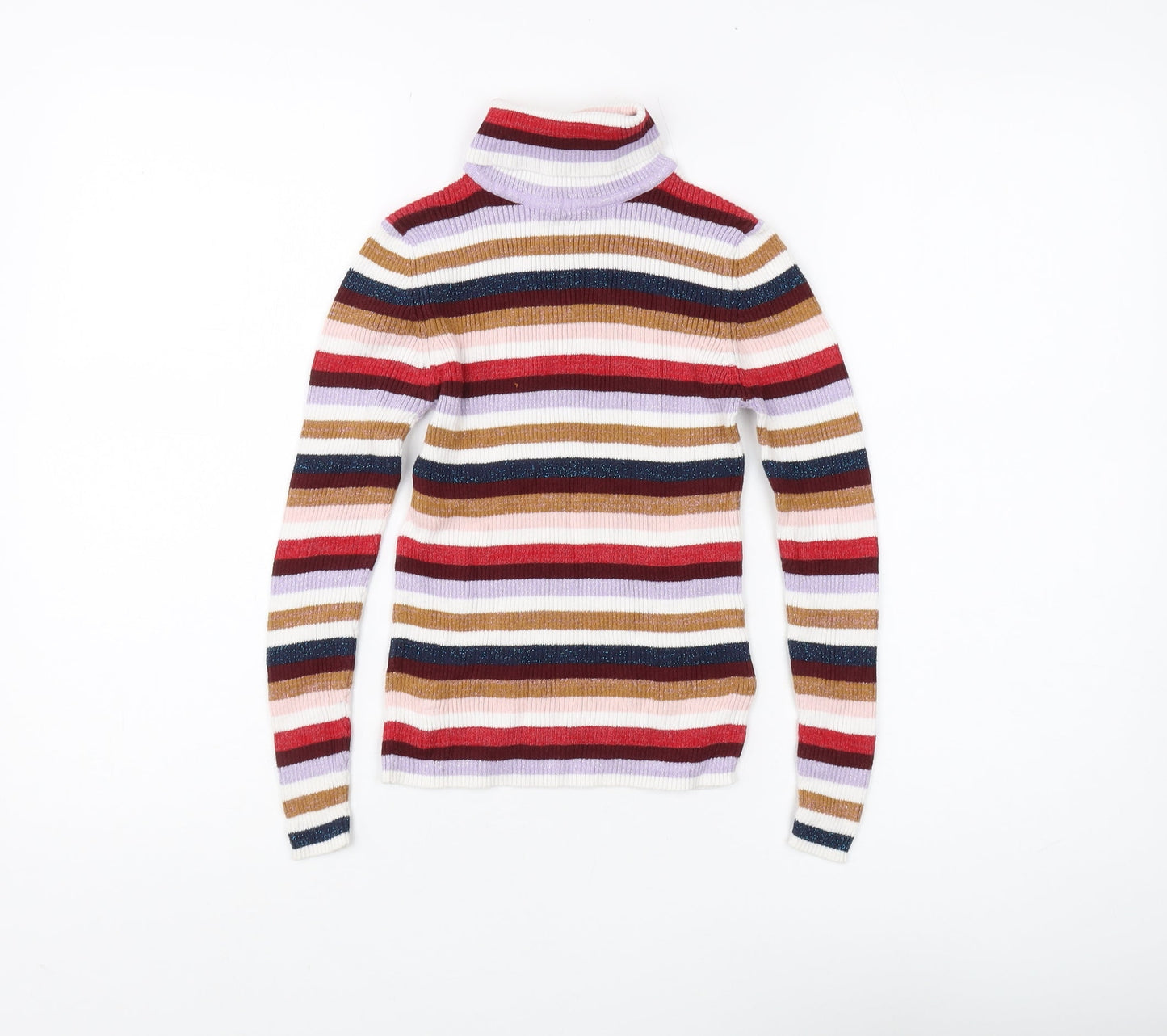 Marks and Spencer Girls Multicoloured Striped Pullover Size 8-9 Years