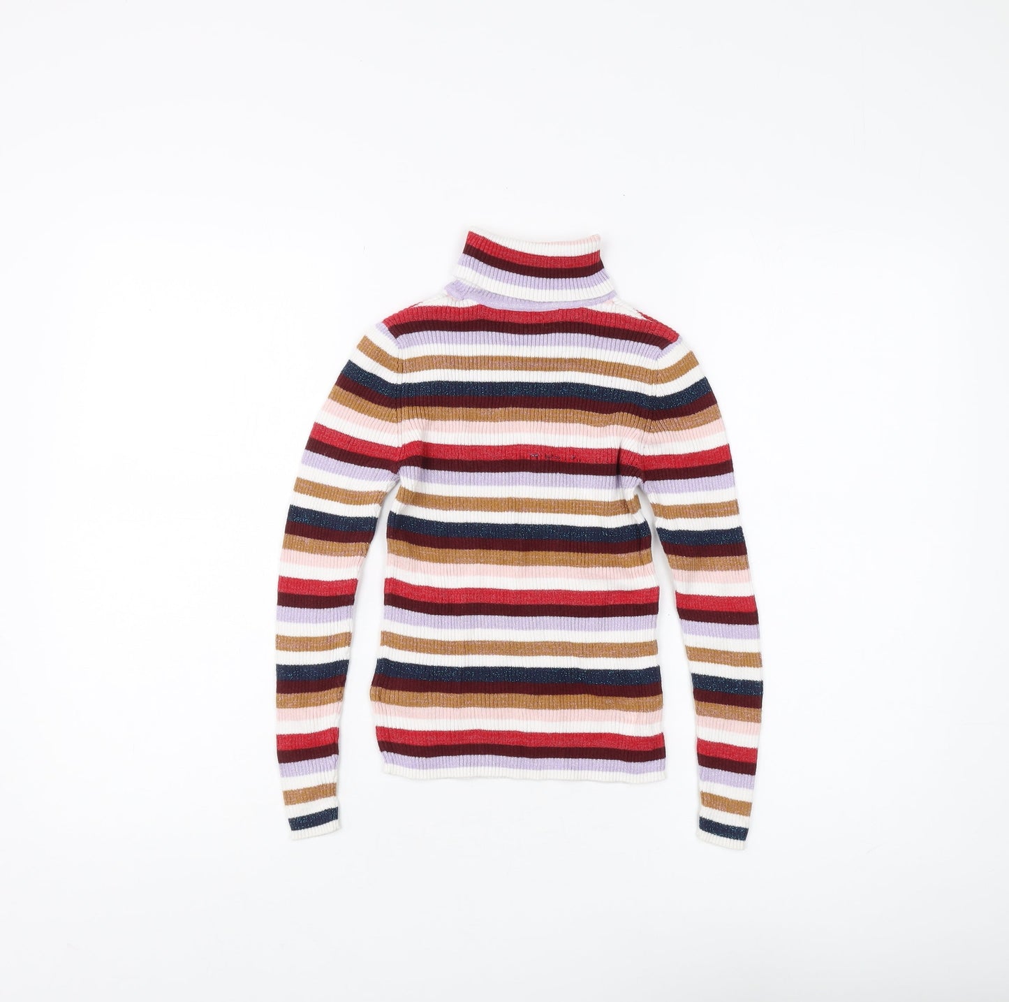Marks and Spencer Girls Multicoloured Striped Pullover Size 8-9 Years