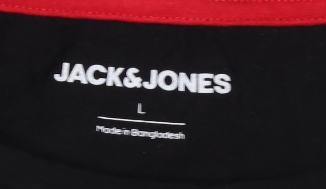 Jack & Jones Men's Black Graphic Print T-Shirt L
