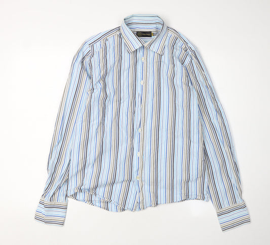 Nicholas Deakins Blue Striped Button-Up Medium