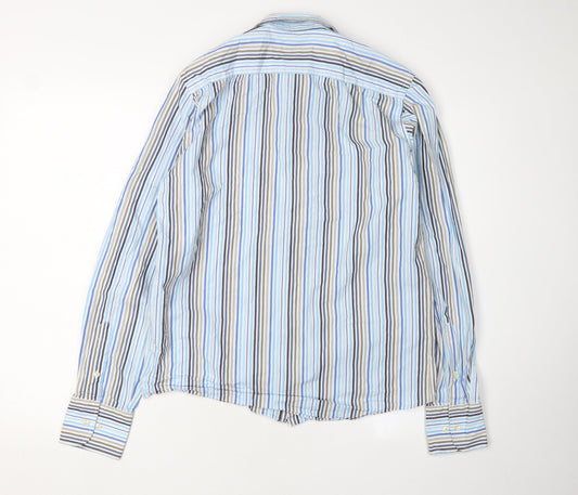 Nicholas Deakins Blue Striped Button-Up Medium