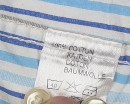 Nicholas Deakins Blue Striped Button-Up Medium