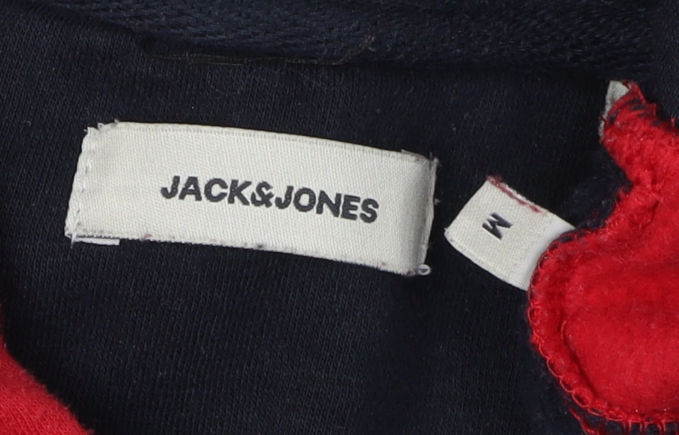 Jack & Jones Men's Red Hoodie M - Graphic Logo Pullover