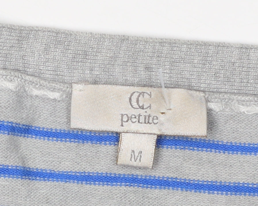 CC Petite Women's Grey Striped Pullover Jumper M