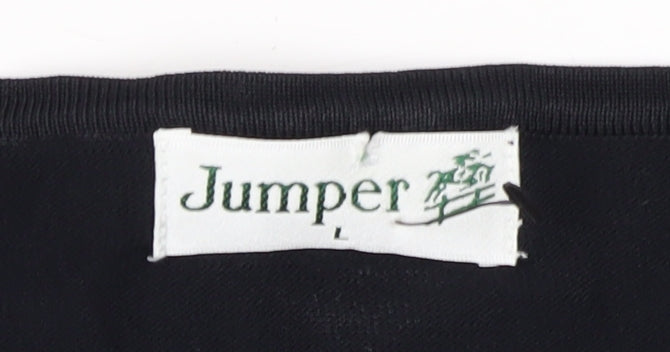 Jumper Black Unisex Adults L Crew Neck Jumper